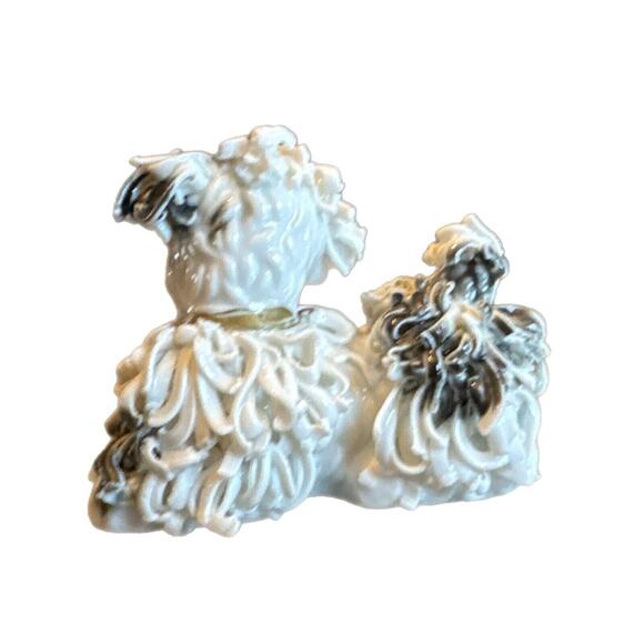 Rare Spaghetti Ceramic MCM Lhasa Apso Black White Porcelain Figurine Vintage EUC - Picture 2 of 6